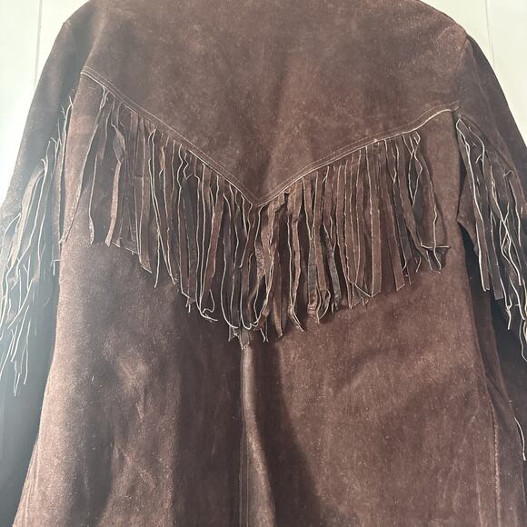 Vintage Suede Leather Fringe Jacket Made In Mexico Sz42 - Picture 11 of 11